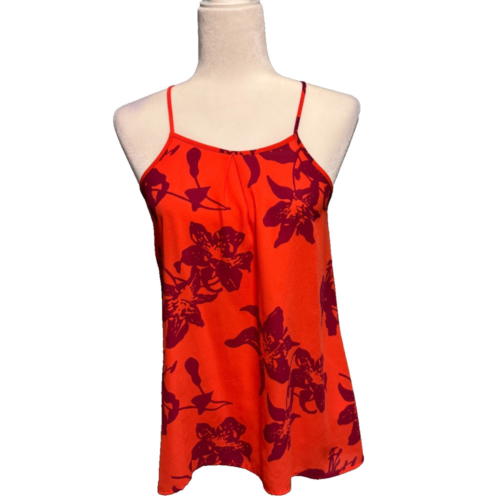 Banana Republic Womens Extra Small Tank Top Tropical Floral Vacation Chiffon